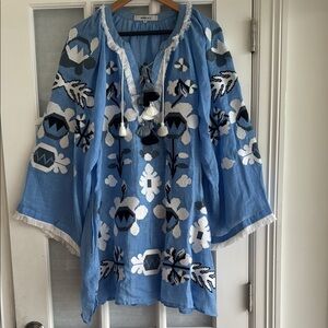 Eleven March 11 Dress 100% Linen XS 
Pullover Mini Boho Travel Pockets